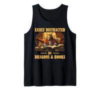 Dragon Books Fantasy Bookworm Lettore di Umorismo Facilmente distratto Canotta