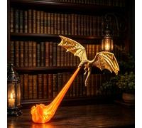 Dragon Bookshelf Nook Light, 3D Printed Fire Breathing Dragon Book Nook | Red Blue Flame Flying Dragon Design,for Home Office LivingRoom Bedroom Ornament, Library Collector Gift