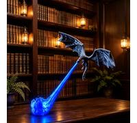 Dragon Bookshelf Nook Light, 3D Printed Fire Breathing Dragon Book Nook | Red Blue Flame Flying Dragon Design,for Home Office LivingRoom Bedroom Ornament, Library Collector Gift