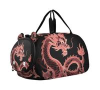 Dragon - Borsone per bambini, con motivo tatuaggio giapponese cinese, con scomparto per scarpe, multifunzione, borsa da viaggio per il fine settimana, per viaggi, sport, borsone
