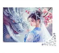 Dragon Bride Fantasy 1000Pc for Adults Kids: Lady And White Dragon with Blossoms Educational Games Suitable for Decompression 70x50cm/1000pcs