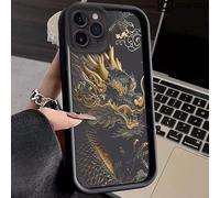 Dragon Case for Iphone 16 Pro Max Case Silicone, All-Round Protection Shockproof Anti-Scratches TPU Case Cover for Iphone 12 13 14 15 16 Pro Max (Black,15Promax)