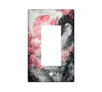 Dragon & Cherry Flower - Piastre di copertura per interruttore della luce, motivo: luna rossa per accenti da parete, piastre da parete in materiale termoplastico, dimensioni standard
