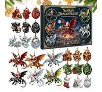 Dragon Christmas Calendar - 24-Day Advent, Santa Knight Hanging Decor