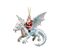 Dragon Christmas Ornaments | 2D Santa Riding Flying Dragon Decoration | Christmas Tree Ornaments,for Holiday Home Wall Window Backpack Celebration Winter Seasonal Display