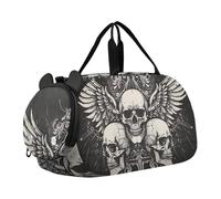 Dragon Clouds Rainbow Travel Duffle Bags Girls Tote Pernottamento Weekender Duffel Bag per Bambini Carry on Duffel Bag Boy, Teschi con ali su nero, classico