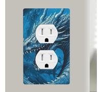 Dragon Cool Blue Single Duplex Wall Plate Covers Decorative Light Switch Cover Placche da parete in plastica Decorazione per la casa camera da letto cucina decorativa 11,4 x 7,9 cm Dimensioni standard