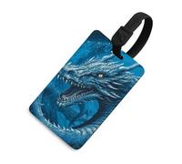 Dragon Cool Blue - Targhetta per bagagli con nome e carta d'identità, in pelle, impermeabile, accessori da viaggio per adulti, donne e uomini