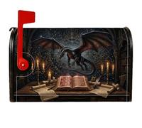 Dragon - Coperture magnetiche per cassetta postale, candele per libro degli incantesimi fantasy, N/A, colore nero, per decorazioni esterne, 45,7 x 53,3 cm