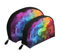 Dragon Cute Portable Shell Cosmetic Bag Set - Travel Makeup Organizer con cerniera e scomparti interni, Fumo arcobaleno, Taglia unica