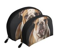 Dragon Cute Portable Shell Cosmetic Bag Set - Travel Makeup Organizer con cerniera e scomparti interni, Bulldog inglese, Taglia unica