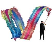 Dragon Dance nastro Streamer con borsa da viaggio, nastro cinese lavabile per flinging, quadrato esercizio danza drago Poi, 8m/10 m (colore: rosso, dimensioni: 8 m/26 piedi)