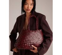 Dragon Diffusion - Santa Croce - Borsa in pelle intrecciata bordeaux grande-Rosso No Size
