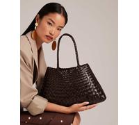 Dragon Diffusion - Santa Croce - Borsa in pelle intrecciata marrone scuro grande No Size