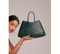 Dragon Diffusion - Santa Croce - Borsa in pelle intrecciata verde scuro piccola No Size