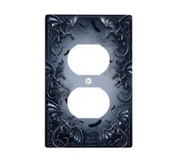Dragon Duplex Outlet Covers Placca da parete, motivo gotico con piume, fumo di piuma, in plastica nera, dimensioni standard, doppia presa di corrente, per casa, soggiorno, nuovo appartamento