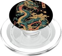 Dragon Embrace: Sakura & Wave Art Fusion Graphic PopSockets PopGrip per MagSafe