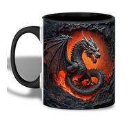 Dragon Fiery In Lava Cracked Design Tazze Eleganti Tazza Colazione Ceramica Mug Per Ufficio Casa Latte 330Ml