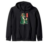 Dragon Gamer Ukiyo-e Giapponese con tè Boba Felpa con Cappuccio