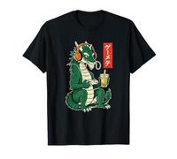 Dragon Gamer Ukiyo-e Giapponese con tè Boba Maglietta