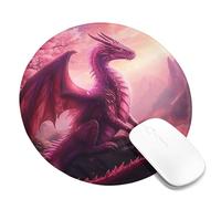 Dragon Gaming Mouse Pad Fly Dinosaur Cool Animal Mountain Tree Landscape Mistico Rosa Marrone Grigio Poliestere Gomma Antiscivolo Decorativo Ufficio Azienda Casa Computer Tastiera Mouse Mat Rotondo