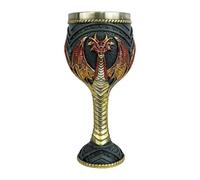 Dragon Goblet - Resin Stainless Steel 17.8cm, Dragons Wine Chalice, Intricate Gothic Design | Dragon Cup Romantic Glass For Wedding, Party, Family Gathering, Home Decor, Medieval, Beverage