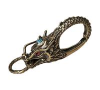 Dragon Head Keychain, Retro Brass Keychain, Vintage Pendant Accessory, 2.72x0.87 inches Good Luck Charm for Men, Women, Purse, Bag, Birthday, Christmas