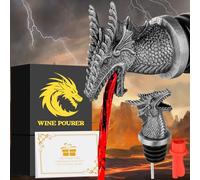 Dragon Head - Versatore e tappo per bottiglia di vino 2 in 1, regalo per uomini e donne, fan del drago, beccuccio per bottiglie di liquore, per alcolici, accessori per vino, argento scuro