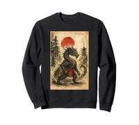 Dragon Japanese Samurai Warrior Vintage Graphic Ukiyo-e Art Felpa