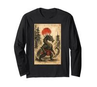 Dragon Japanese Samurai Warrior Vintage Graphic Ukiyo-e Art Maglia a Manica
