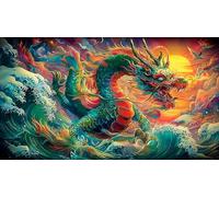 dragon Jigsaw Puzzle impossibili 1000Pcs Decorazione per la casa. Giochi di Rilassamento e Intelletto per Adulti e Bambini da 12 Anni 75x50cm/1000pcs
