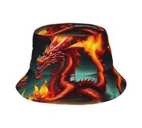 Dragon King in Fire Bucket Hat - Cappello pieghevole per esterni, nero