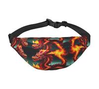 Dragon King in Fire - Marsupio da viaggio alla moda, adatto per sport, corsa, ciclismo, viaggi, pesca, per ragazzi, grande, nero, taglia unica