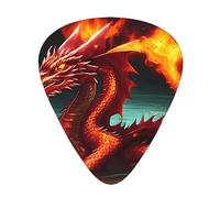 Dragon King in Fire Plettri per chitarra eleganti e resistenti, tre tipi di plettri sottili, medi e pesanti (12 pezzi), adatti per chitarra, basso, chitarra elettrica, ukulele,