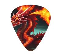 Dragon King in Fire Plettri per chitarra stampati, 12 pezzi in 3 diversi spessori, adatti per chitarra acustica, chitarra elettrica e musicisti band