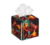 Dragon King in scatola per fazzoletti in pelle di fuoco. Forma quadrata, essenziale per la vita quotidiana, decorazione per la casa per scrivania, bagno, ufficio.