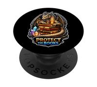 Dragon Library Guardian mantiene le storie al sicuro PopSockets PopGrip Adesivo
