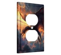 Dragon Light Switch Piastra Standard Cielo Paesaggio Nuvola Dinosauro Mostro Cool Animal Fly Arancione Grigio Scuro Termoplastico Infrangibile Sala Giochi Camera da Letto Presa Elettrica Coperture