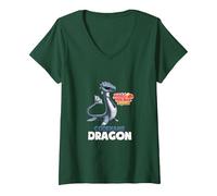 Dragon Mania Legends Nome in codice Dragon Maglietta con Collo a V, Donna, Verde Foresta, S