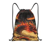 Dragon On Sea Borsa Palestra Regolabile Borsa con Coulisse Pieghevole Zaino da Viaggio per Vacanze Shopping Yoga 36X42Cm