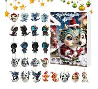 Dragon Ornaments Advent, 2025 Christmas Countdown Calendar For Kids, 24 Days Dragon Baby 2D Acrylic Hangable Ornaments Adults, Animal Pendant For Tree Car Rearview Mirror Party Wall Decor