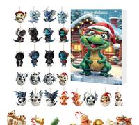 Dragon Ornaments Advent - 2D Acrylic Hangable Ornament for Christmas Countdown, Fun Animal Pendant Calendar with Tree, 24 Days Decoration Advent for Car, Rearview Mirror, Party Use 10,24 x 7,09 x 1,18