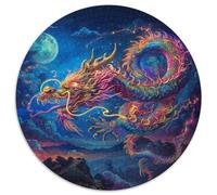 Dragon Puzzle 1000 pezzi Cielo Notturno Nuvole Rosa Rotonda Puzzle Gioco Casuale Decorazione Della Parete per Decorazione Della Interno, Regali 1000 pezzi (67,5 x 67,5 cm)