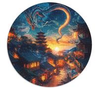 Dragon Puzzle 1000 pezzi vista notturna di The Ancient City Round Puzzle Gioco Casuale Decorazione Murale per Gioco di Attività Familiari, 1000 pezzi (67,5 x 67,5 cm)