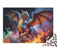 Dragon Queen Puzzle 1000 Piece Materiale Riciclabile Dragon Battle Puzzle per Persone Anziane Allevia la Demenza Senile Fun Activity Idea Regalo Perfetta 70x50cm/1000pcs