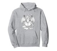 Dragon Reading Book Bookworm Libri Dragon Lover Learning Felpa con Cappuccio