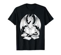 Dragon Reading Book Bookworm Libri Dragon Lover Learning Maglietta