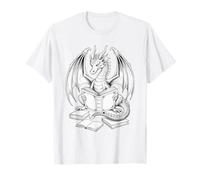 Dragon Reading Book Bookworm Libri Dragon Lover Learning Maglietta
