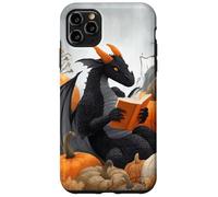 Dragon Reading Books with Fall Pumpkin Fantasy Theme Custodia per iPhone 11 Pro Max