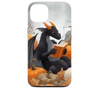 Dragon Reading Books with Fall Pumpkin Fantasy Theme Custodia per iPhone 13